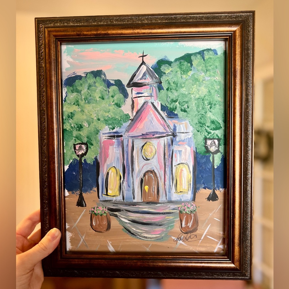 Original Artist-signed Painting, Impressionism Church